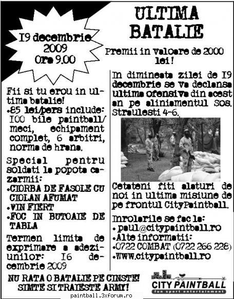 Ultima batalie! Cetateni la arme! - Cetateni, CityPaintball va cheama la arme! Fiti - News/Stiri