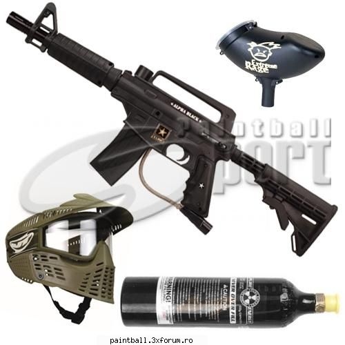 pachet tippmann bravo one paintball gun - contine : 
tippmann bravo one paintball gun - black 
jt